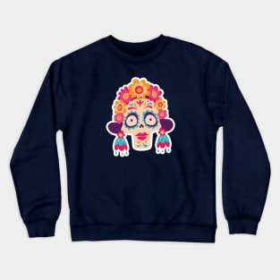 Cute Day of the Dead Sugar Skull Woman Crewneck Sweatshirt